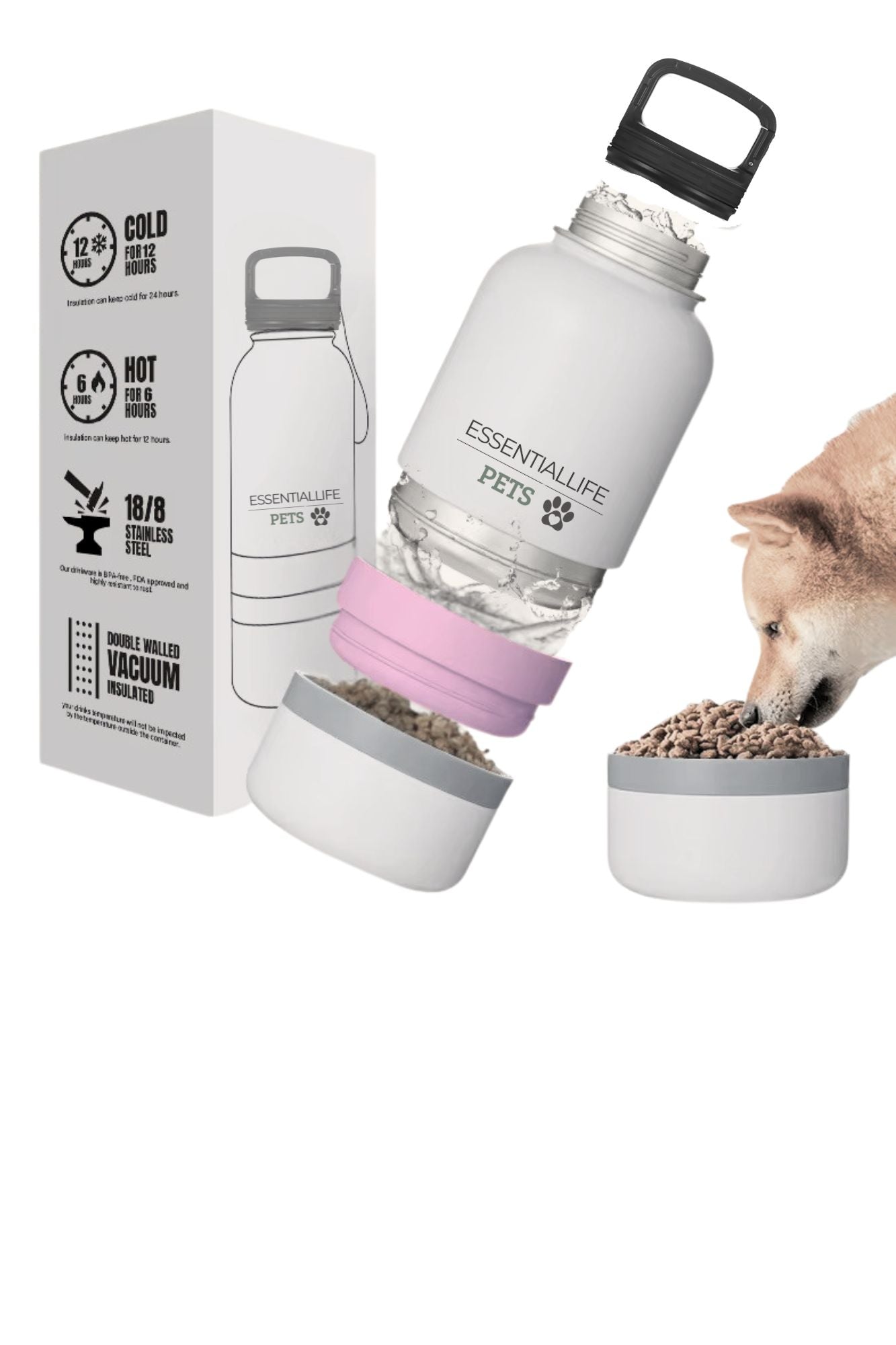 Bouteille d'eau portable pour chien 2-en-1