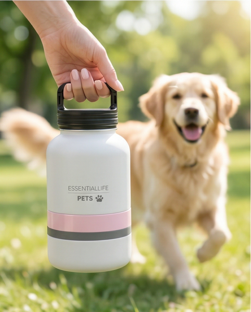 Bouteille d'eau portable pour chien 2-en-1
