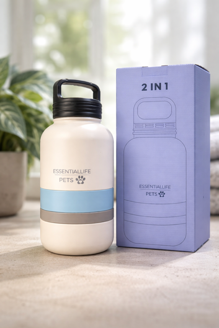 Bouteille d'eau portable pour chien 2-en-1